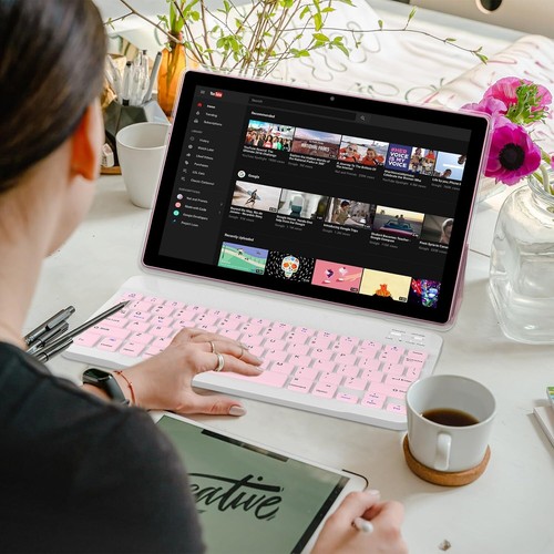 2024 Newest Android 14 Tableta, 2 in 1 Tablet 10 Inch,Computer Tablet, Pink - Picture 7 of 7