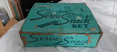 Vintage Anchor Hocking Grapes & Leaves Clear Glass Serva Snack Set 7 Piece (81)