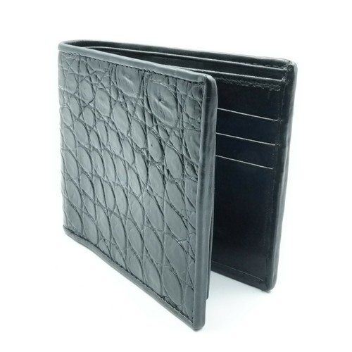 New Genuine Black Croc Leather Soft Belly Skin Men Bi-fold Slim Wallet. - Picture 2 of 11