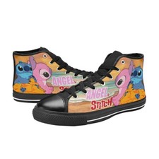 Stitch And Angel High Top Shoes Custom Canvas Sneakers For Women