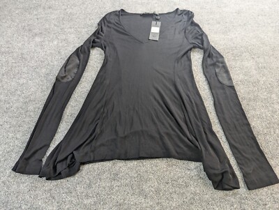 Mackage Top Blouse Womens Small Flowy Long Sleeve Black Silk NWT