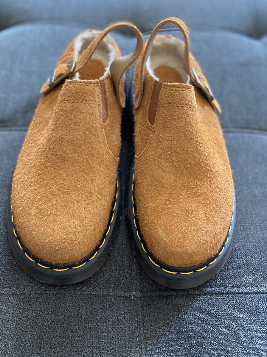 Dr Martens Isham Mules Faux Shearling Lined Suede Pecan Dr Martens Isham Mules Faux Shearling Lined Suede Pecan