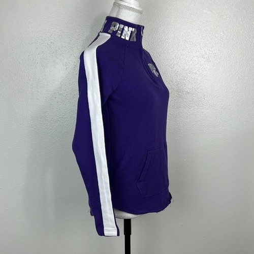 Pink Victoria's Secret Sweater Women Extra Small Purple Silver Pullover 3/4 Zip - Picture 3 of 10