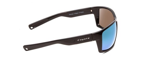 Coyote Raptor Mens Wrap Polarized Sunglasses Gloss Black Grey & Blue Mirror 63mm - Picture 3 of 5