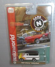 "NEW" AW REL 2 SC392 WHITE/FLAMED 1957 CHEVY SUBURBAN T JET SLOT CAR