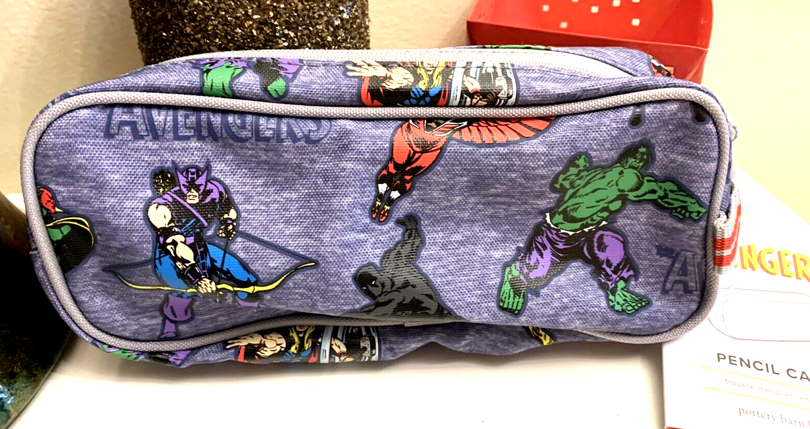 PONY CUSTODIA PORTAMATITE scuola Disney Pottery Barn Holiday Avengers supereroe ragazzo borsa bambini.