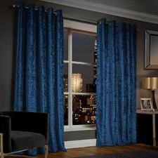 Ring Top Thick Velvet Blackout Curtains Pair With Eyelet Ready Made Fully Lined