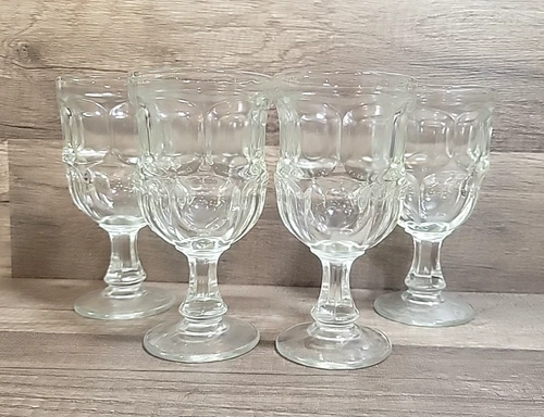 VTG Set of 4 Libbey Duratuff Gibraltar Clear Glass Water Wine Goblets-6oz