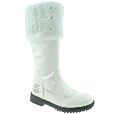 Lelli Kelly LK3644 (DA01) Valerie High White Patent Faux Fur Topped Boots |  eBay