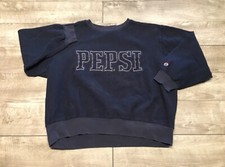 Pepsi Sweatshirt Size Large Pullover Fleece Sweater Spell Out Unisex Blue Vtg