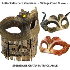 Lotto Collezione 3 MASCHERE Veneziane Carnevale Festa • Originali