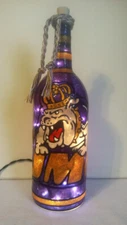 JMU Inspired Hand Painted Lighted Wine Bottle Stained Glass look