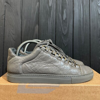 BALENCIAGA ARENA Women's Gray Leather Low -Top Sneakers