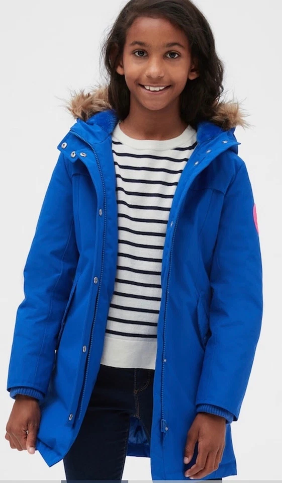 Abrigo Parka Gap Niños Niña Control Frío Ultra Max Plumón Azul Brillante Talla Pequeña NUEVO Foto 2 de 4