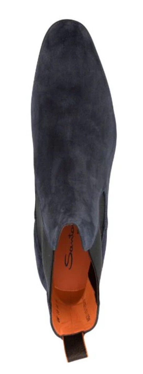 Mens Santoni Blue Suede Chelsea Pull On Boots US 8 Santoni - Boneless Blue Suede Boot | Mitchell Stores main image 4