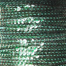 Sequin Stitched Trim 4mm ~ Deep Green Transparent See-Thru ~ Made in USA