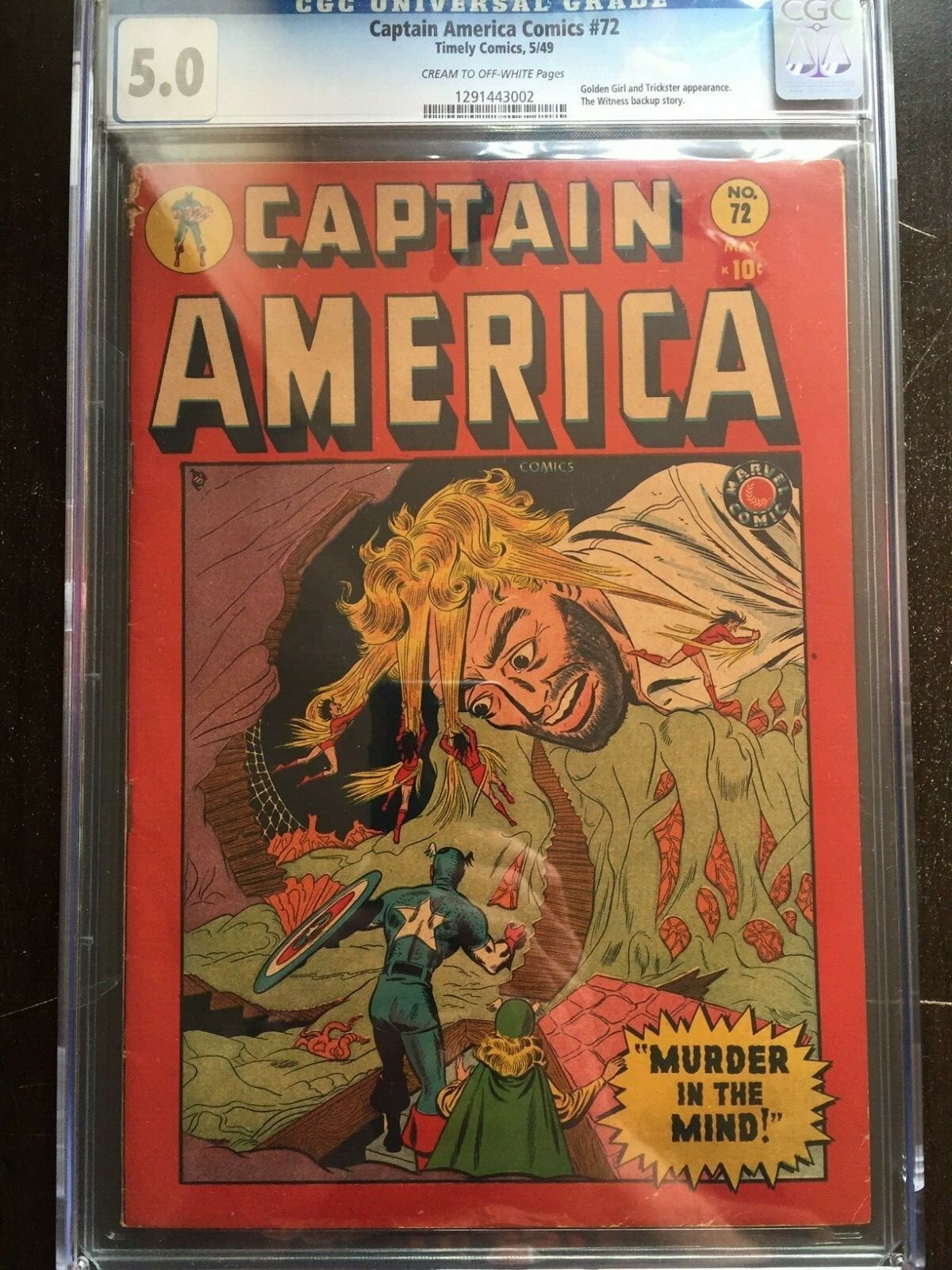 CAPTAIN AMERICA COMICS #72 CGC VG/FN 5.0; CM-OW; rare issue; Weird Tales cover!