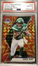 Denzel Mims 2020 Panini Mosaic #225 Reactive Gold Prizm RC PSA 10 GEM Mint Jets