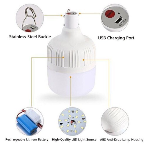 2x Camping Light Lantern LED USB Rechargeable Outdoor Tent Lamp Night Light Bulb - Picture 8 of 16
