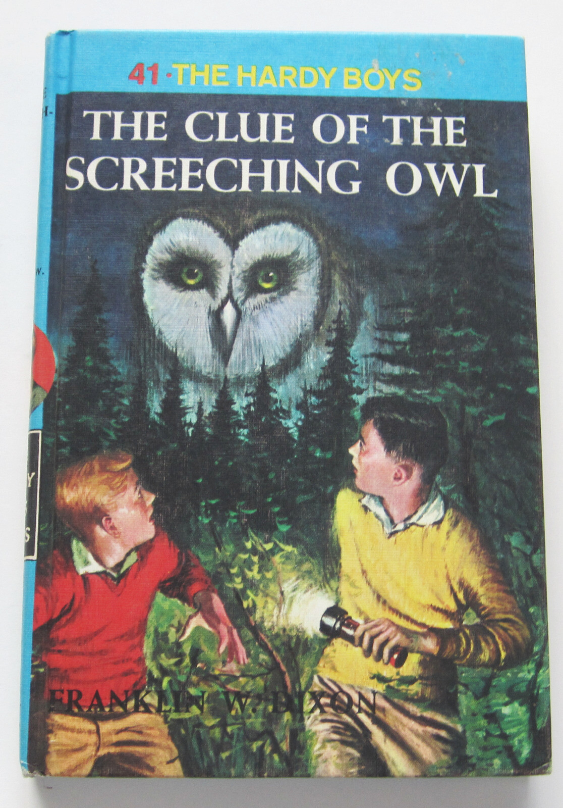 Hardy Boys Clue of Screeching Owl 1977 PRINTING Hardcover Book #41 White Multi