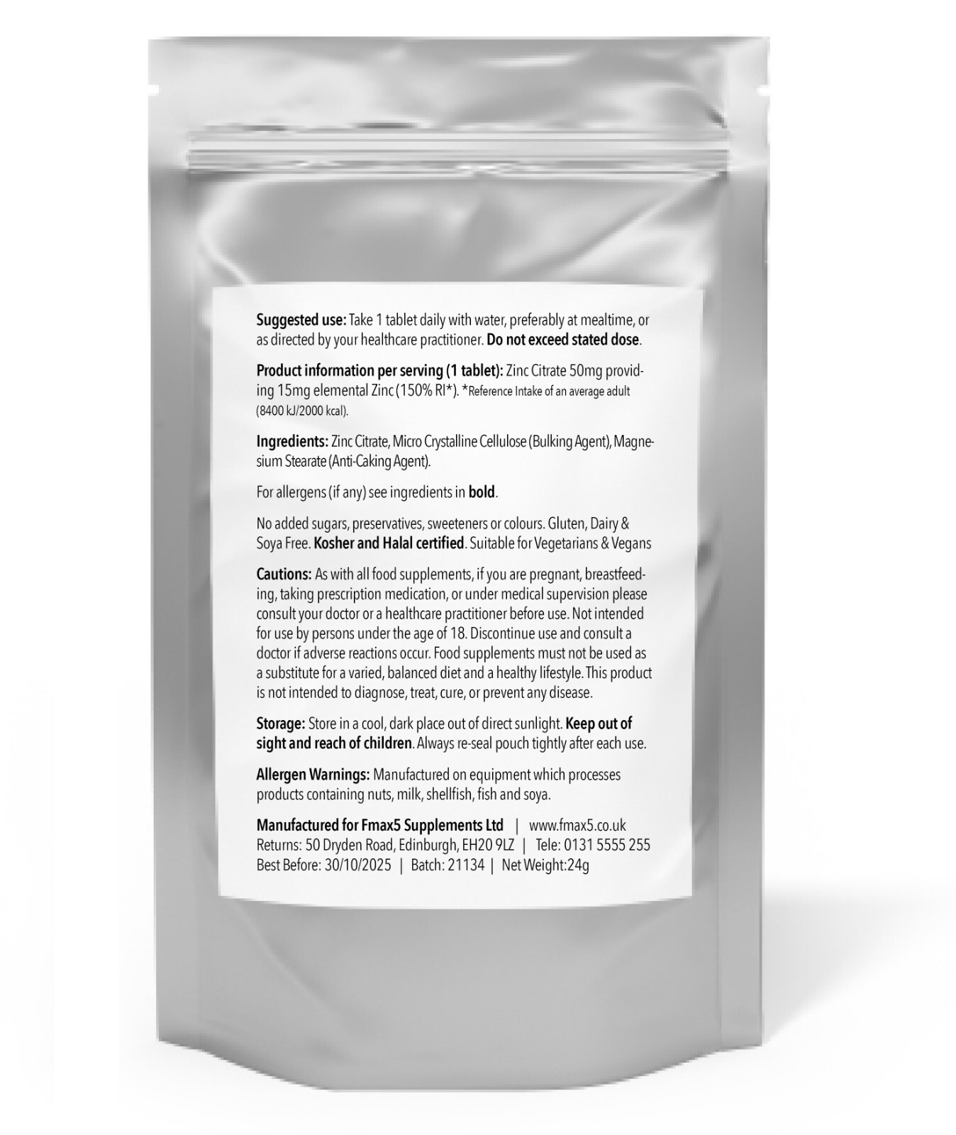 ZINC CITRATE 50mg x 180 Tablets HIGH STRENGTH IMMUNE Health