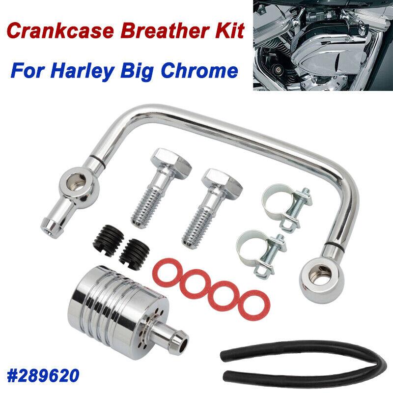 Chrome Crankcase Breather Kit 289620 For Harley Big Twin Chrome Crankcase Breather Kit 289620 For Harley Big Twin