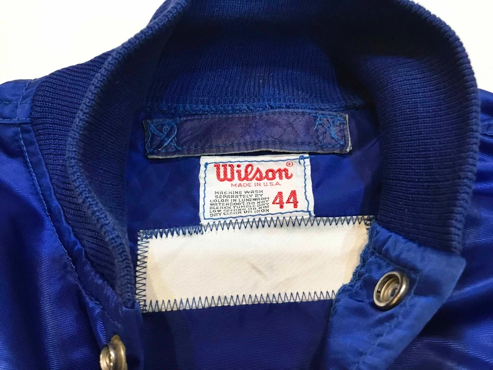 Vintage Wilson MLB Chicago Cubs Bomber Satin Jacket Sz 44 Blue USA Sewn 70s 80s - Image 3 of 4