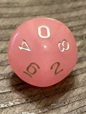 RARE vtg Koplow Armory d10 pink glow-in-the dark rpg ad&d dice 113025eADZDD