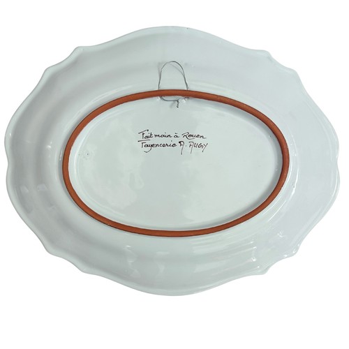 Hand-Made French Faience Oval Platter by Fayencerie Augy 14.25"L French Majolica - Picture 5 of 5