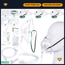3 Pack Adult Oxygen Masks with 7' Tube  Adjustable Strap - Size XL, Clear