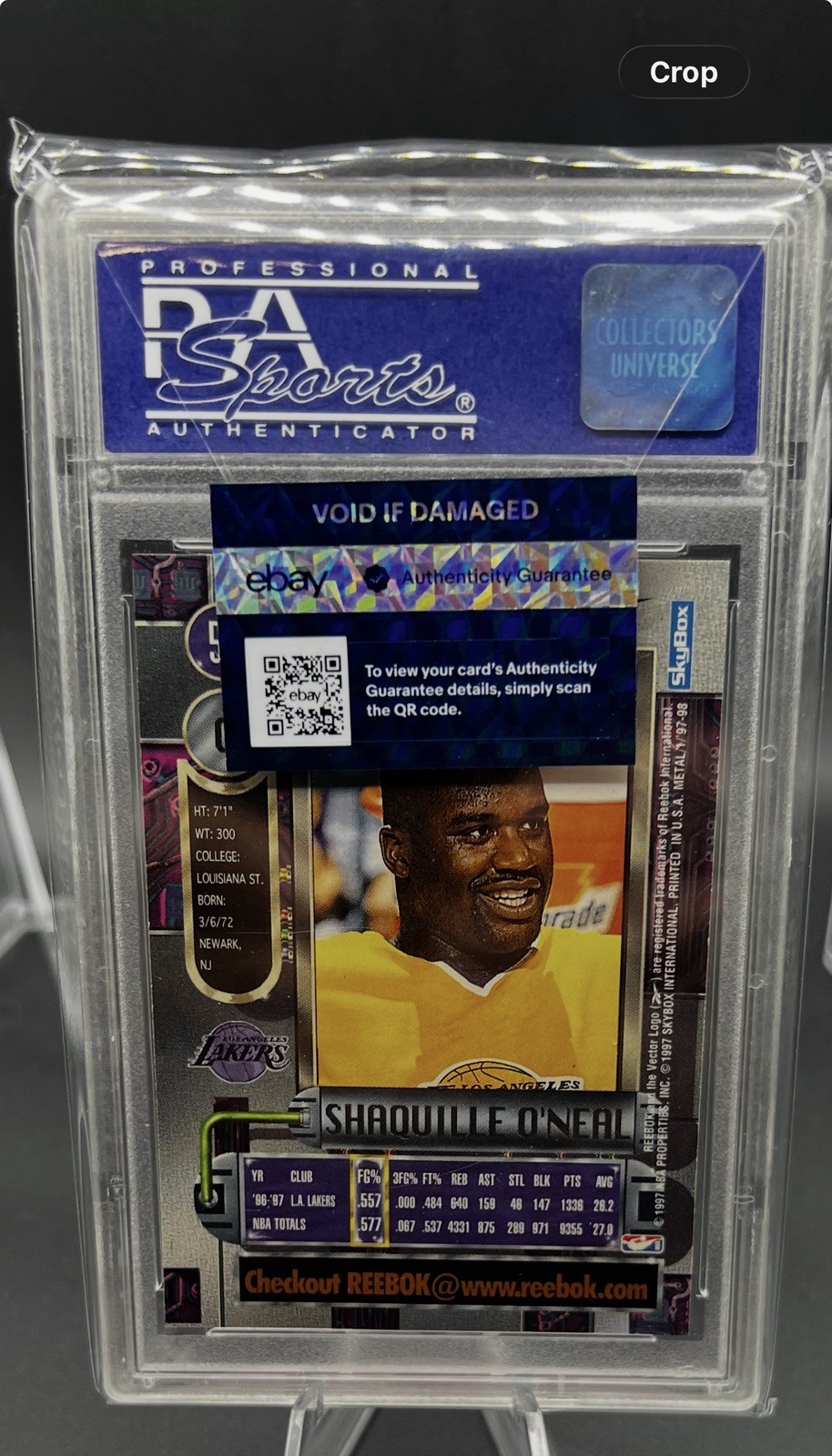 1997-98 Skybox Metal Universe Shaquille O'Neal #50 PSA 8 NM-MT view 2