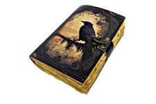 The Raven Leather Journal – Blank Spell Book of Shadows Grimoire – Handmade V...