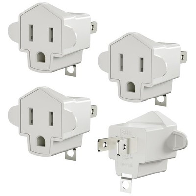 White 4 Pack 3 Prong to 2 Prong Outlet Adapter, 3 Pin to 2 Pin Power Adapter