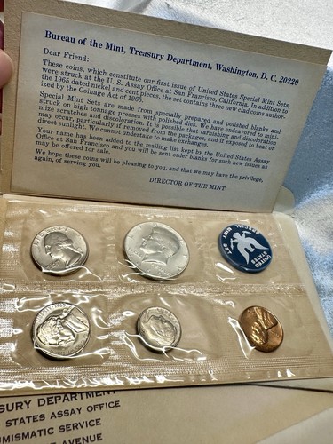 Lot Of Five 1965 United States Special Mint Sets 40% Silver Kennedy w/ Envelopes - Picture 2 of 16