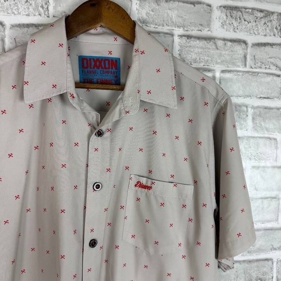 Dixxon Flannel Co The Finney Light Gray Logo AOP D-Lite Button Up Shirt LARGE