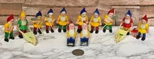 Vintage Lot Of 12 KT Toys Plastic Dwarves/Elf Figurines Cake Toppers