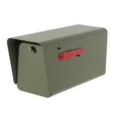 Buzones modernos de mediados de siglo con montaje en poste para exterior - verde con recubrimiento en polvo