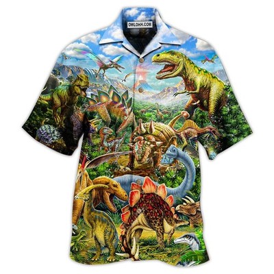 Dinosaur Rawrsome World Blue Sky Unisex Hawaiian Shirt