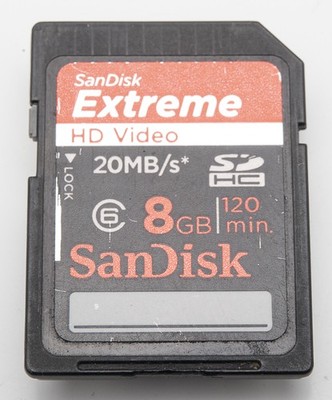  SanDisk SD HC Extreme HD Video 8GB Memory Card Speicherkarte