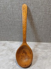 Vintage Hand Carved Etched 9 Wooden Ladle Spo...