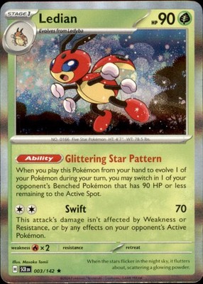 Ledian 3/142 Rare Stellar Crown Pokemon Reverse Holo Near Mint