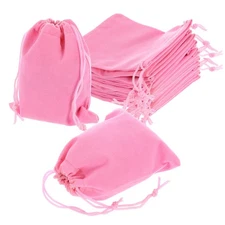 20 Pcs Velvet Drawstring Bag 4 x 5 Inch Jewelry Pouches Gift Bags, Pink