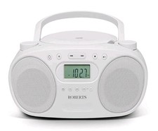 Image of Roberts ZOOMBOXFM AM/FM CD Boombox with Bluetooth, White