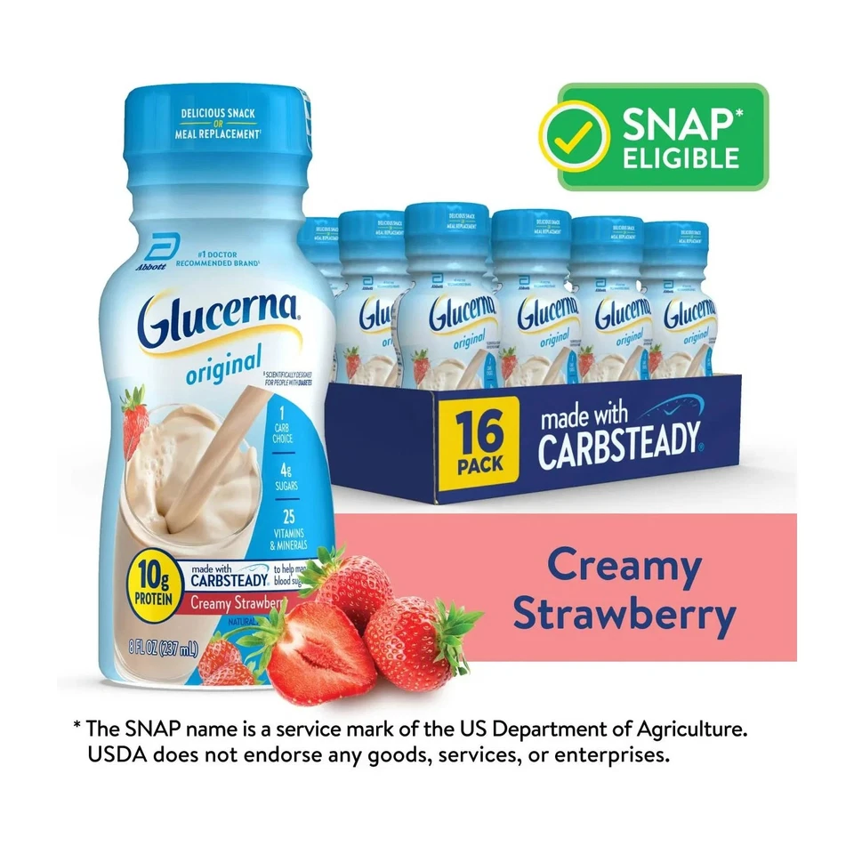 Pack de 2 Batidos de Proteína Diabética Glucerna Original, Fresa, 16 Unidades Foto 2 de 4