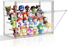 Clear Acrylic 4 Tier Figure Display Case with 3 Movable Plates Stackable Show