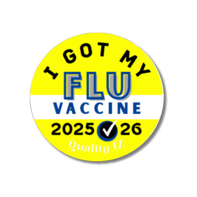 1'' I Got My Flu Vaccine 2025-26 Stickers (Yellow, 100 Per Roll; sku655457916796)