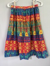 Bohemian Skirt Midi Colorful 90s 26in Waist Vintage Retro Gypsy Peasant Hippie