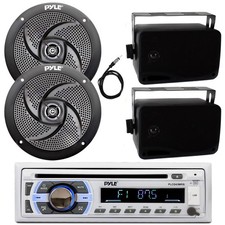 Pyle Bluetooth CD Receiver, Antenna, 2x 4" 100W  2x 3.5'' 200W Speaker Black 