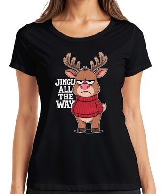 JINGLE ALL THE WAY lustiges Rentier Weihnachten sarkastisch retro Damen T-Shirt