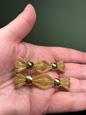 VINTAGE LADY ELLEN GOLD TONE MESH BOW HAIR PINS CLIPS BARETTES